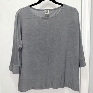 Anne Klein Gray Silver Dress Shirt Career Top Blouse Size Small